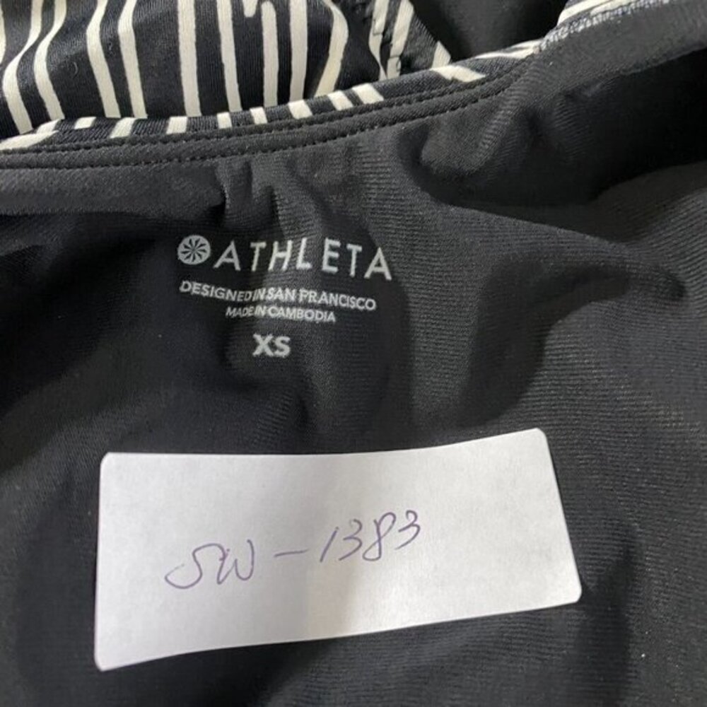Athleta Hermosa One Piece Swimsuit Black White Striped Women's XS - Picture 2 of 9